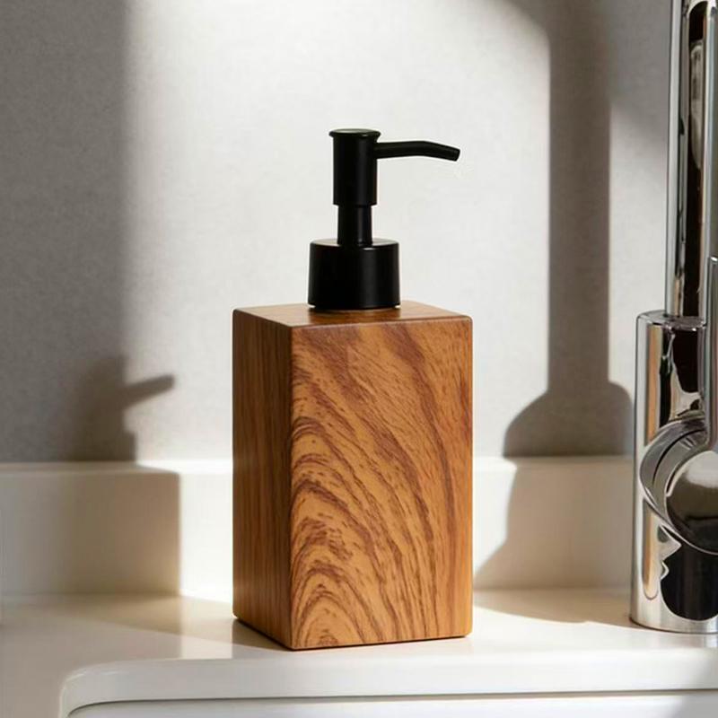Imitation Wood Grain Soap Bottle Home Press Soap Dispenser Hand Wash Bottle Bathroom Shower Gel Bottle Decorative Ornament Gift