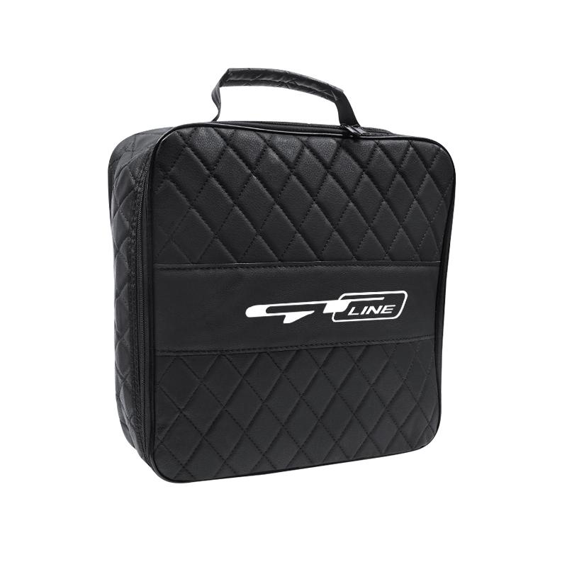 DZMX1 Car Carbon Fiber Fireproof Charging Gun Compartment Storage Bag For Kia KN GT-Line Sportage Ceed Rio Picanto Sorento Soul Cerato