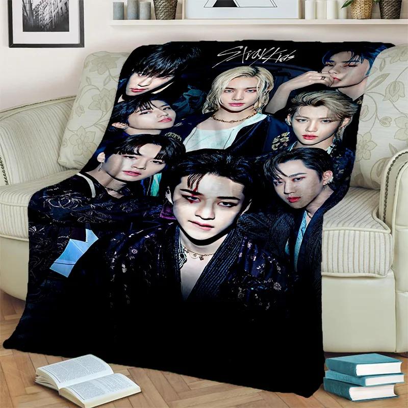 3D Kpop Stray Kids Korea Singer Blanket,Soft Throw Blanket for Home Bedroom Bed Sofa Picnic Travel Office Rest Cover Blanket Kid