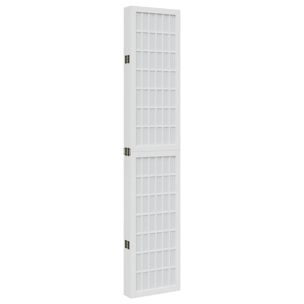 Vidaxl Room Divider, 6-Panel, White, Solid Paulownia Wood