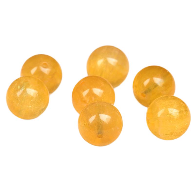 Natural Citrine & Frosted Fluorite Beads for DIY Jewelry - Yellow Rabbit Hair Color, Round Loose Beads for Accessories