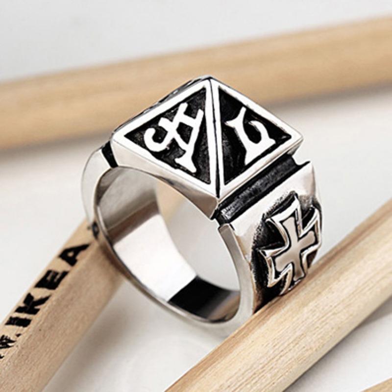 Retro Letter Tail Ring Men's Titanium Steel Food Men's Ring