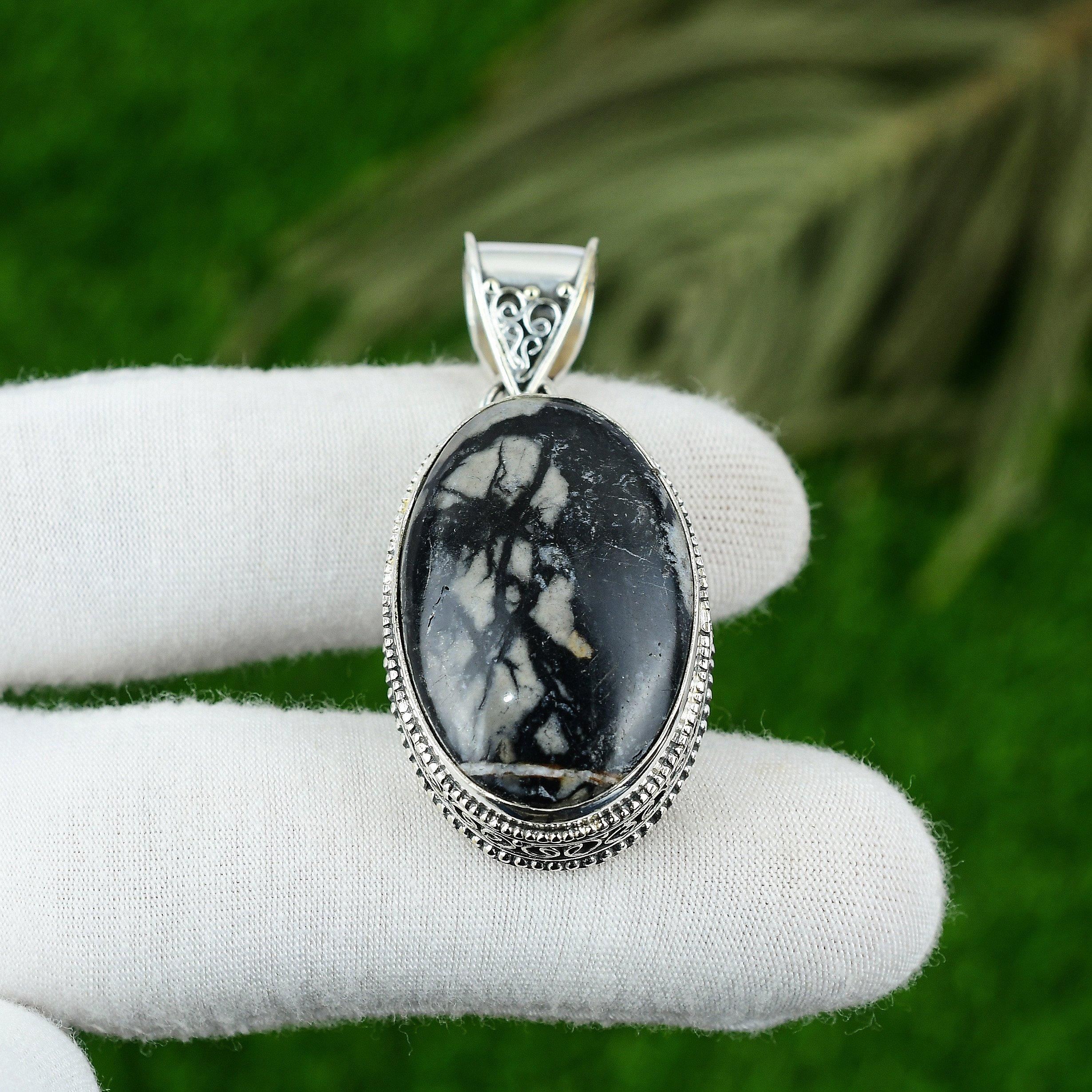 

Sterling Silver Picasso Jasper Stone Bezel Vintage Anniversary Pendant Jewelry