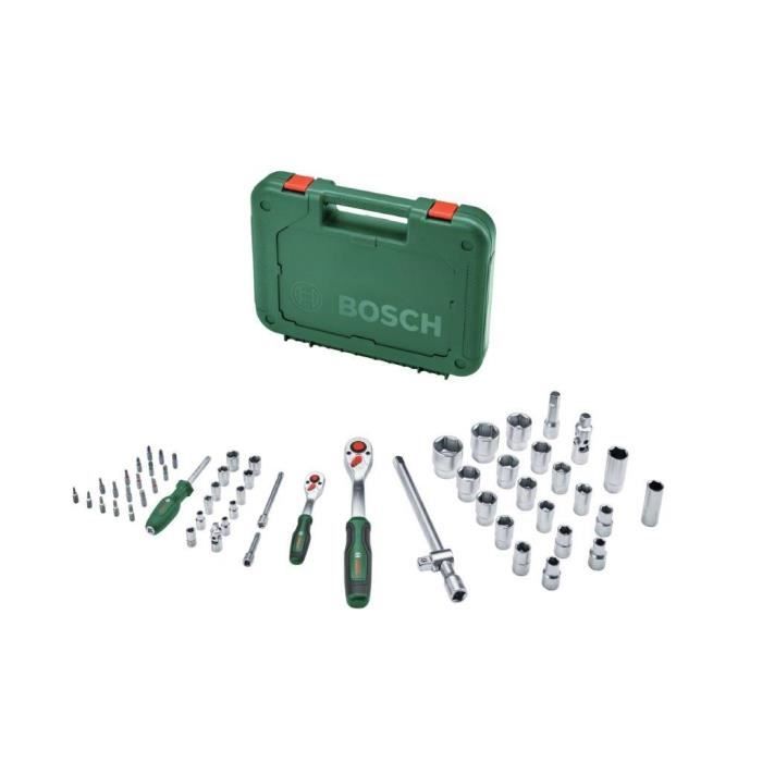 Bosch Set De 57 Cliquets 1/4" + 1/2" (pour Divers Bricolages ; 55 Accessoires ; Couple Élevé ; Softgrip ; Coffret De Transport)