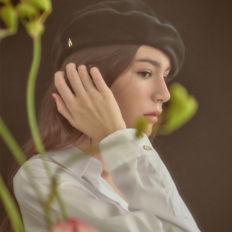 SHINJEO Velvet Beret _ Black