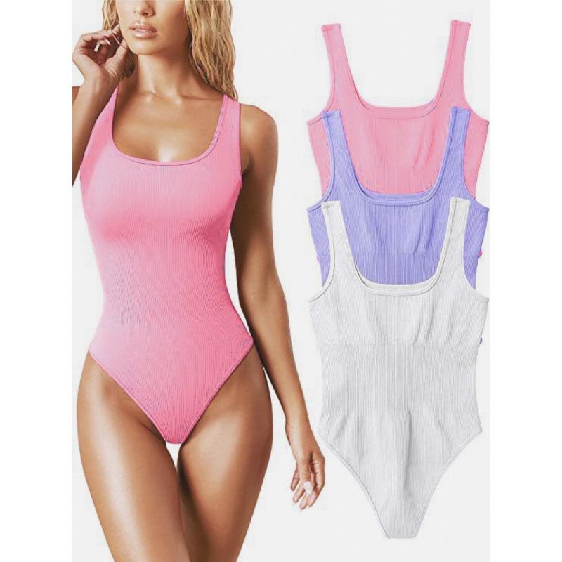 Women's U-Neck Sleeveless Tank Top Bodysuit for European and American Markets