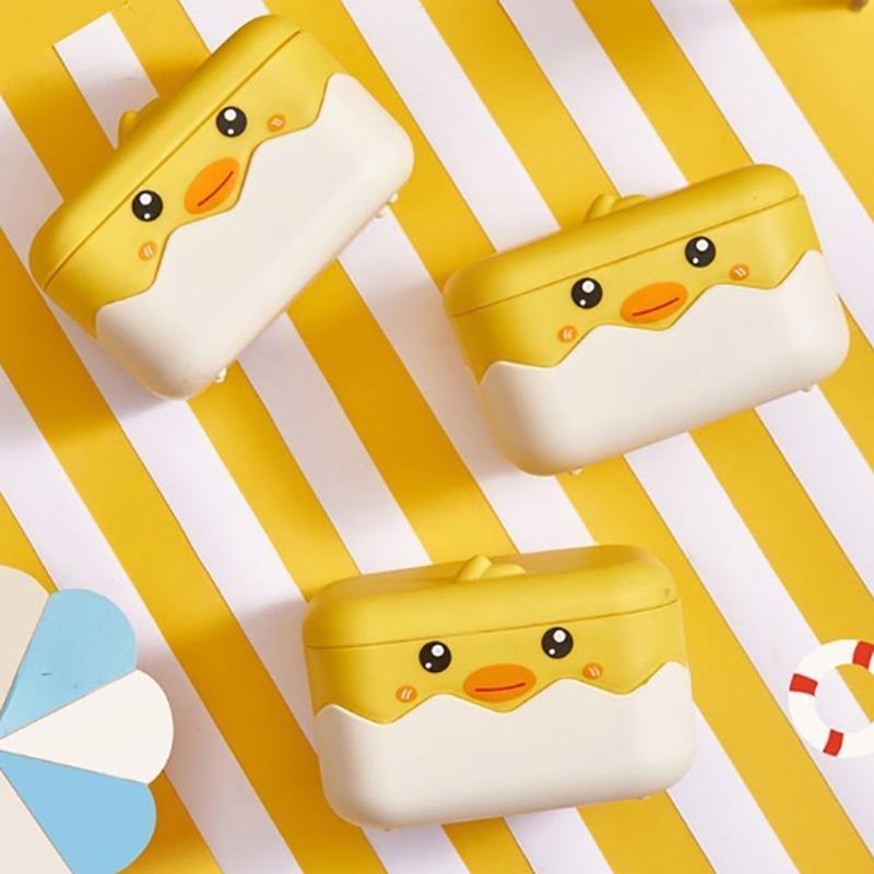 1Pc Plastic Duck Shape Soap Box Cartoon Soap Dish Drainable Soap Holder Soap Container Tray Bathroom Accessories
