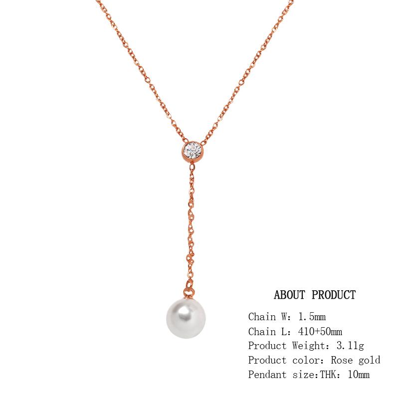 Vintage 18K Gold Plated Stainless Steel Pearl Zirconia Tassel Necklace Waterproof Jewelry Gift for Women for Parties