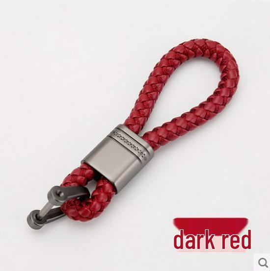 Textured Leather Rope and Gunmetal Keychain with Horseshoe Buckle