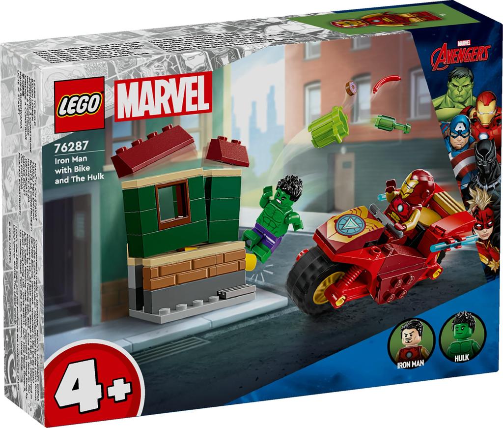 LEGO Marvel Iron Man and Hulk on Bikes Toy - Birthday Present, Building Blocks, Educational Toy for Boys and Girls, Ages 4, 5, 6, Marvel Goods, Figure