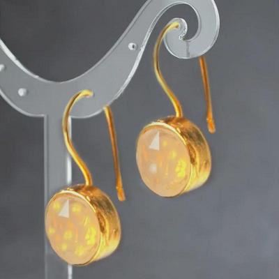 "Sea Blue Zircon Gold Hook Earrings: European & American Minimalist Style for Women"