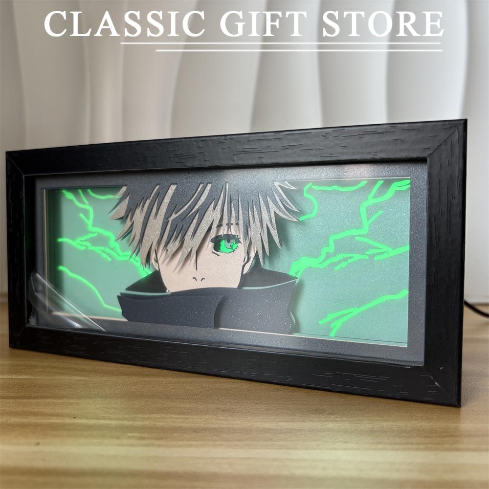 Black Photo Frame Kaneki Ken Cartoon Paper Carving 3D Anime Lamp LED Light Box Action Figure Room Decoration Lamp Christmas Gift