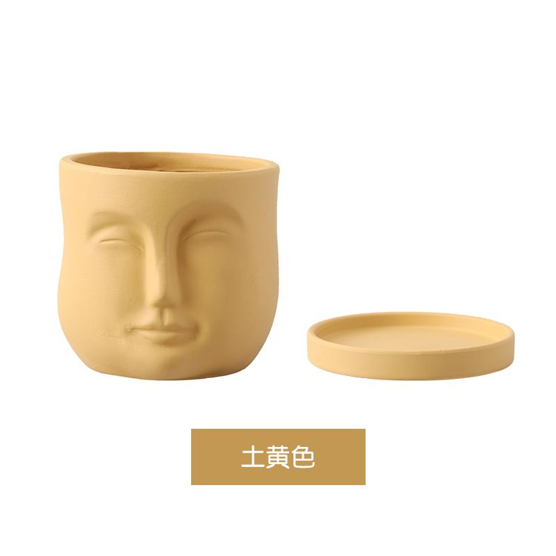 Creative Humanoid Head Ceramic Flower Pot Plant Flower Vase Garden Decoration Special-shaped Irregular Human Head Vase Art Decor