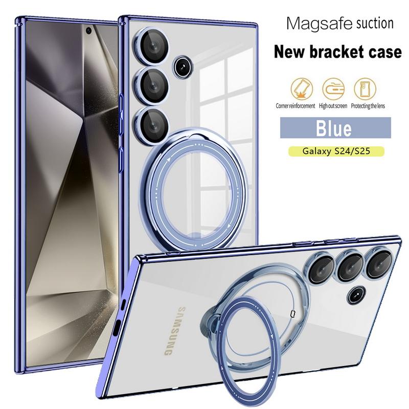 

Прозрачный чехол для телефона с беспроводной зарядкой для Samsung S25 Ultra S24 FE S23 S22 A16 A56 A36 A55 A15 A35 Тонкий прозрачный противоударный магнитный держатель Samsung S25 светло-синий