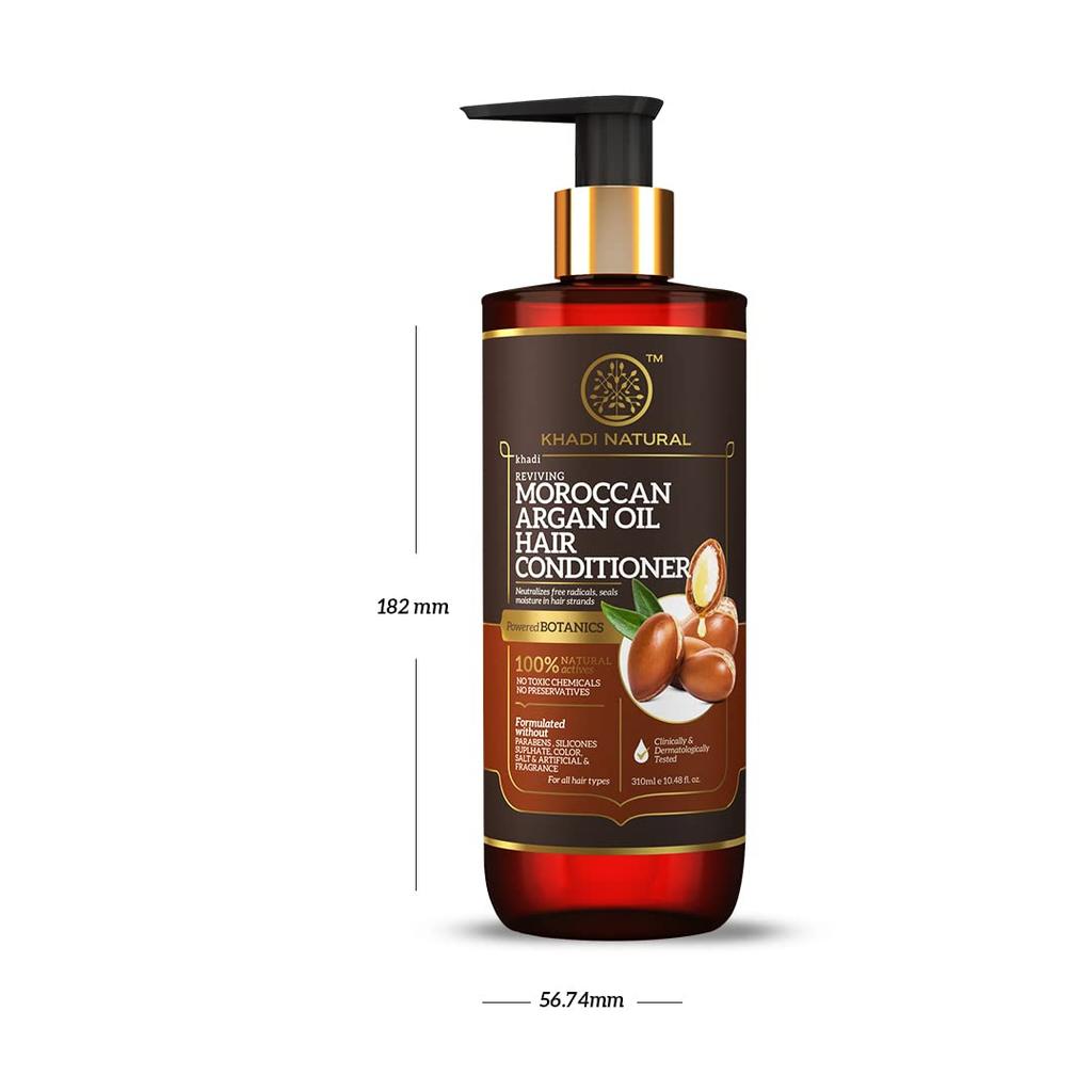 Khadi Natural Powered Botanics Moroccan Argan Oil Hair Conditioner For Smooth Shiny Frizz Control All Hair Types 310 ml