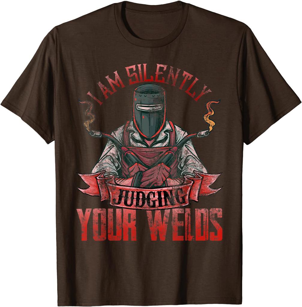 Funny Welder Shirts For Men I Am Silently Judging Your Welds T-Shirt Fitted Men T Shirt Unique T Shirt Cotton Leisure