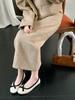 2025 new autumn and winter mink fluff bow fluff gentle flat bottom shallow mouth Mary Jane commuter OL women's shoes
