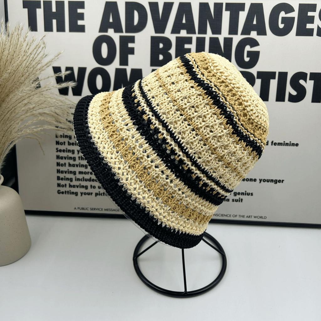 Hollow Basin Hat Multi-colored Female Comfortable Breathable Face Small Fashion Simple Versatile Foldable Knitted Bucket Hat