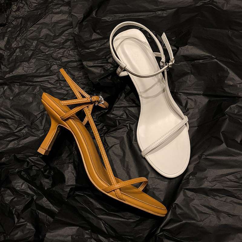 ins stiletto sandals women 2025 summer new one-word strap stiletto fairy style high heels open-toed Muse sandals
