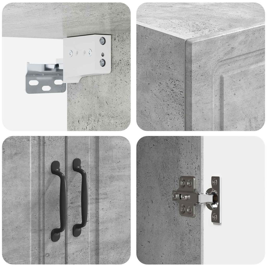 Wall Mounted Cabinet Concrete Grey 66 x 34.5 x 90 cm Engineered Wood