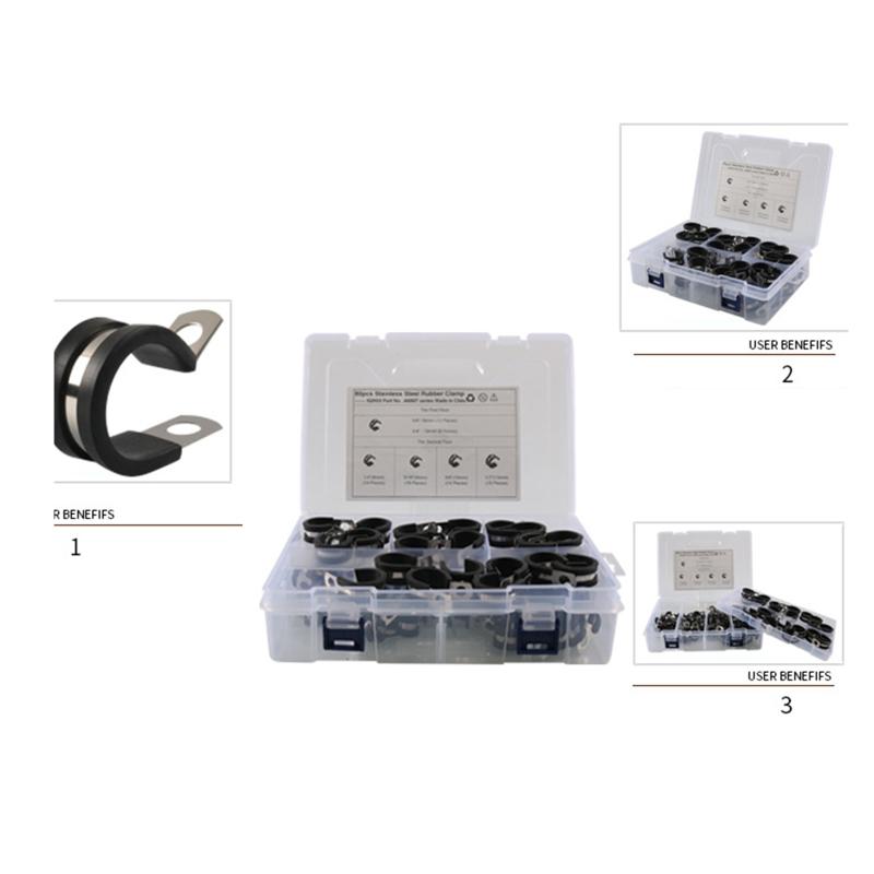Upgraded Wire Clamps Assortment Kit Stainless Steel 304 Rubber Cushion Cable Clamps Pipe Clamp Set for Wiring Lines