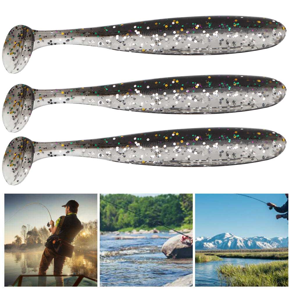 

20PCS 7.5cm Soft Plastic Fishing Lures t tail Grub Worm Baits Fish Tackle Accessory(Black) чёрный