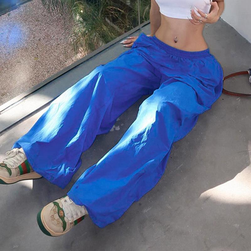 Women's Plus Size Solid Color Straight Leg Work Pants Pocket Elastic High Waist Casual Pants