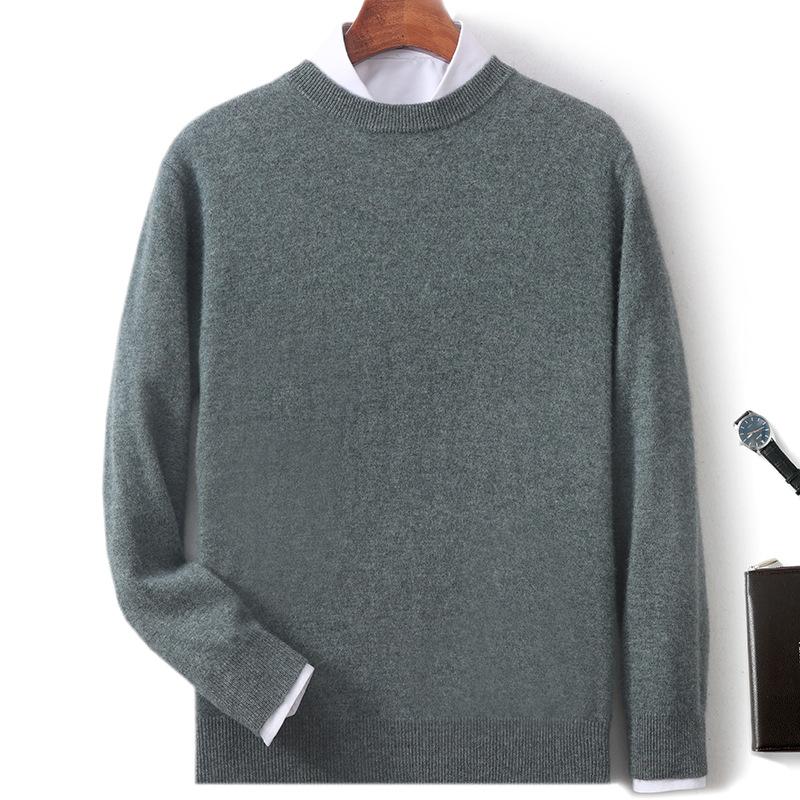 New Semi-turtleneck Cashmere Sweater Men's Thickened Sweater Solid Color Long-sleeved Wool Knitting