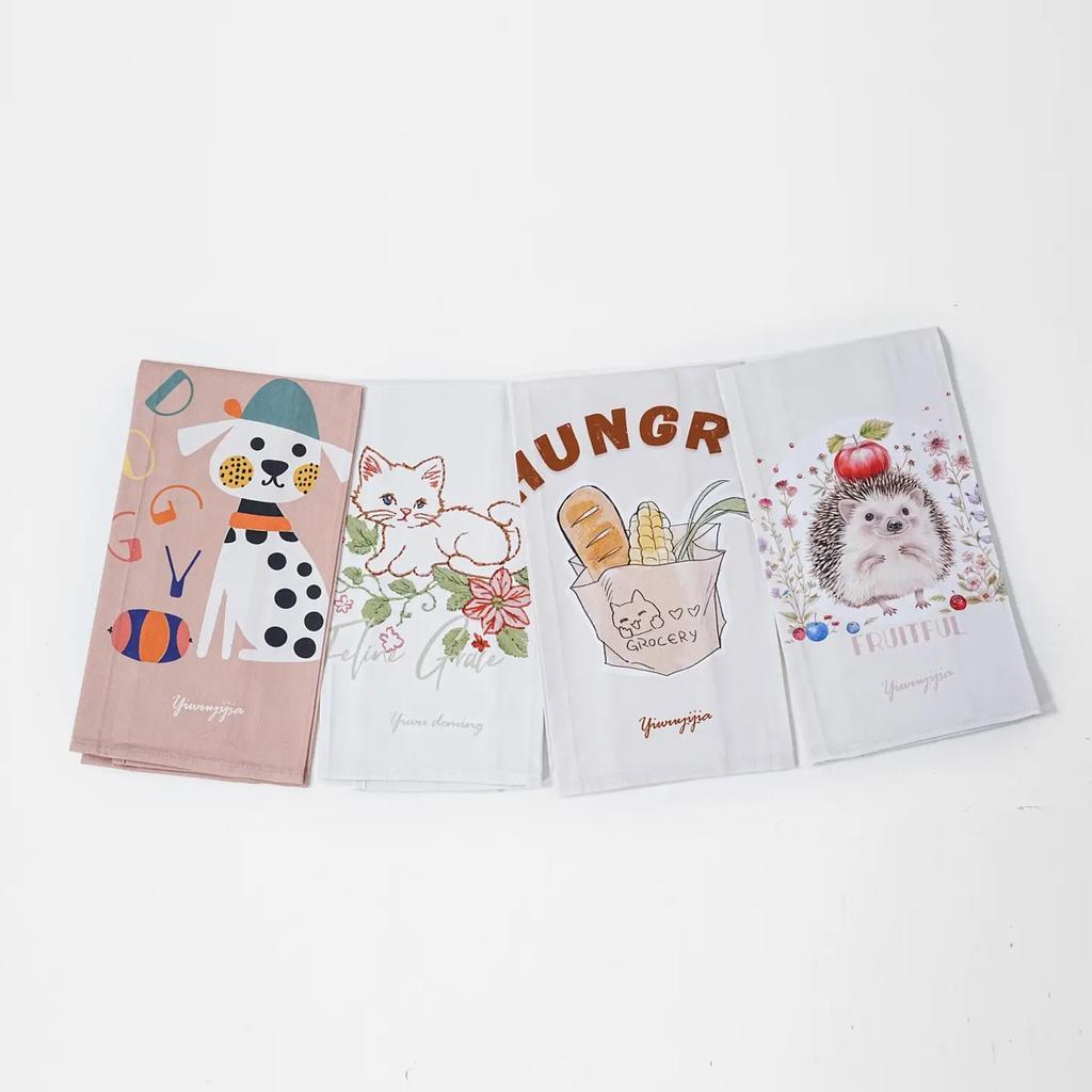 Cotton Linen Napkins ,Table Runners, Placemats Flour Sack Towel Custom Printed Kitchen Dish Tea Towel