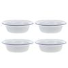 4 Pcs Food Containers Enamel Bowl Home Soup Practical Enamelware Wash Basin Simple White Creative Miss