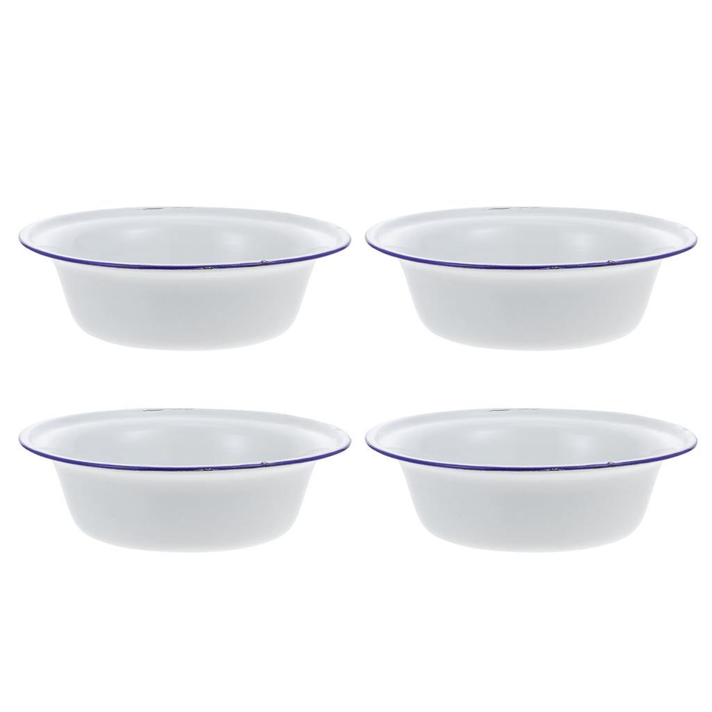 4 Pcs Food Containers Enamel Bowl Home Soup Practical Enamelware Wash Basin Simple White Creative Miss