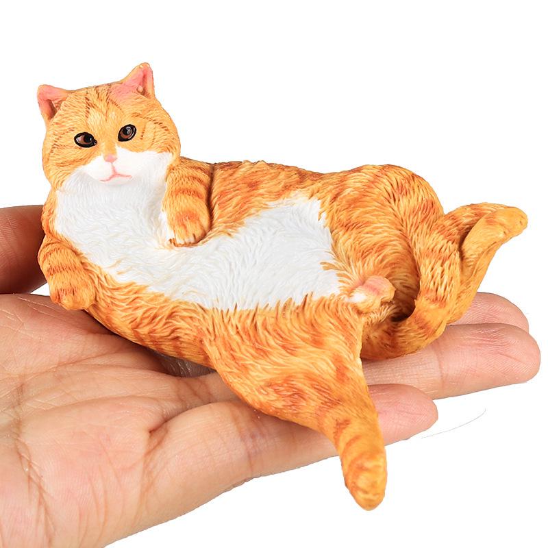 Yaratıcı Sevimli Kedi Bebek Süsleri - Tüysüz, Pastoral ve Yan Yatan Kediler Ev & Kahve Dükkanı Dekorasyonu İçin