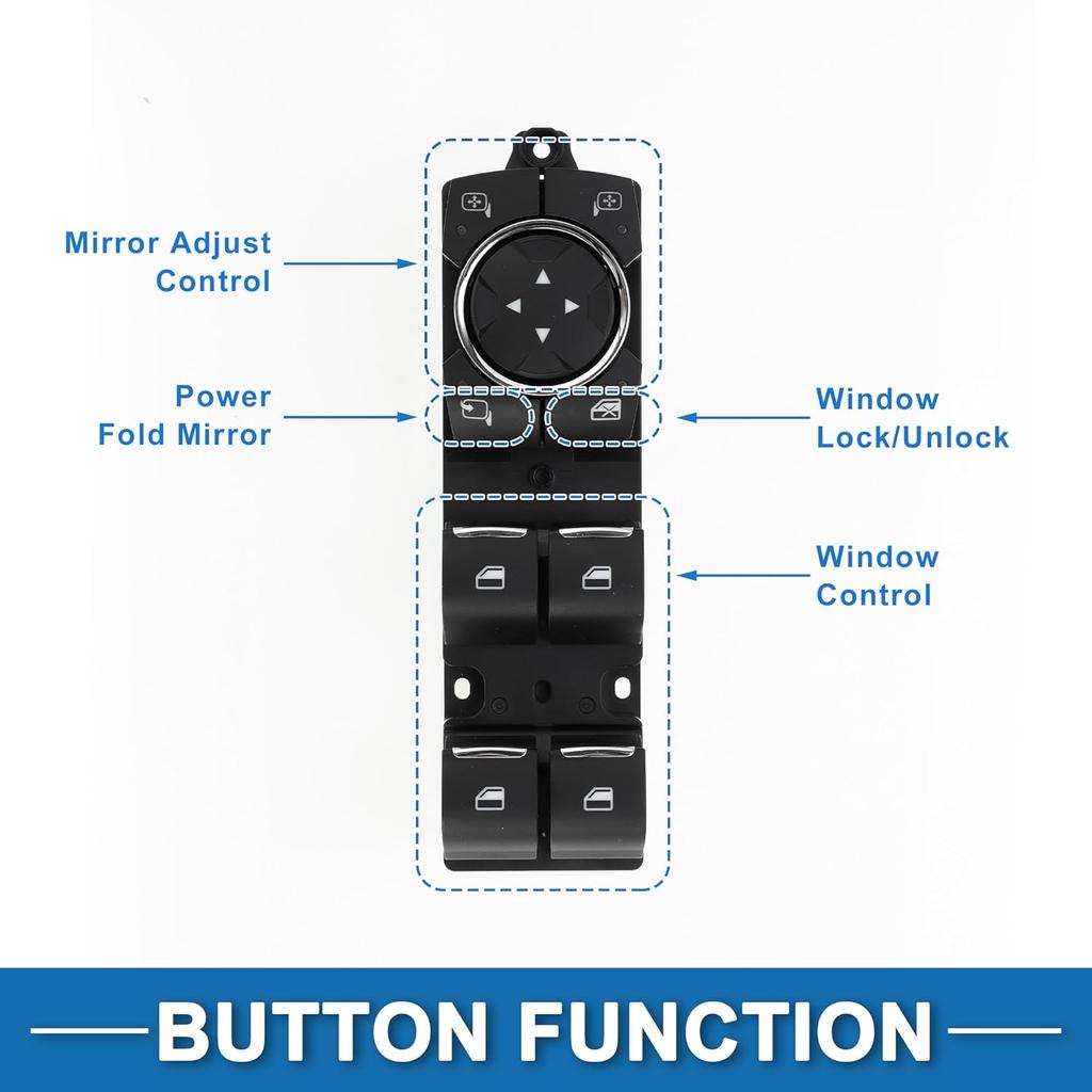 Power Window Switch No.GB5Z14529DA Front Left Driver Side Window Control Switch for Ford Explorer Police Interceptor for Utility 2016-2019 Black