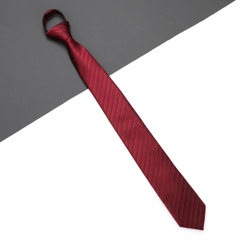 Men'S And Women'S Red Zip-Up Tie Groom Business Dress Wedding Korean Version Lazy No Striped Tie