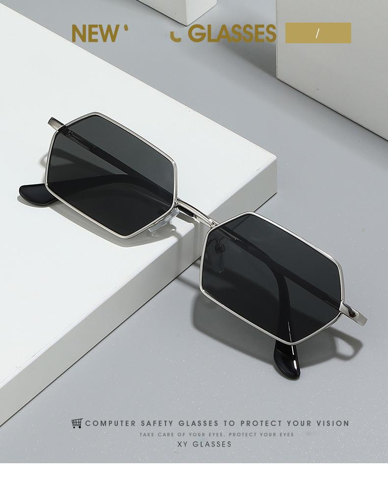 Metal Small Frame Polygonal Sunglasses For Women Trendy Retro Glasses Personality High-end Sunglasses 340