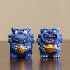 A Pair Lucky Stone Lion Statuette Bluestone Carving Chinese Mascot Home Room Office Potted Fish Tank Ornaments High Quality Gift