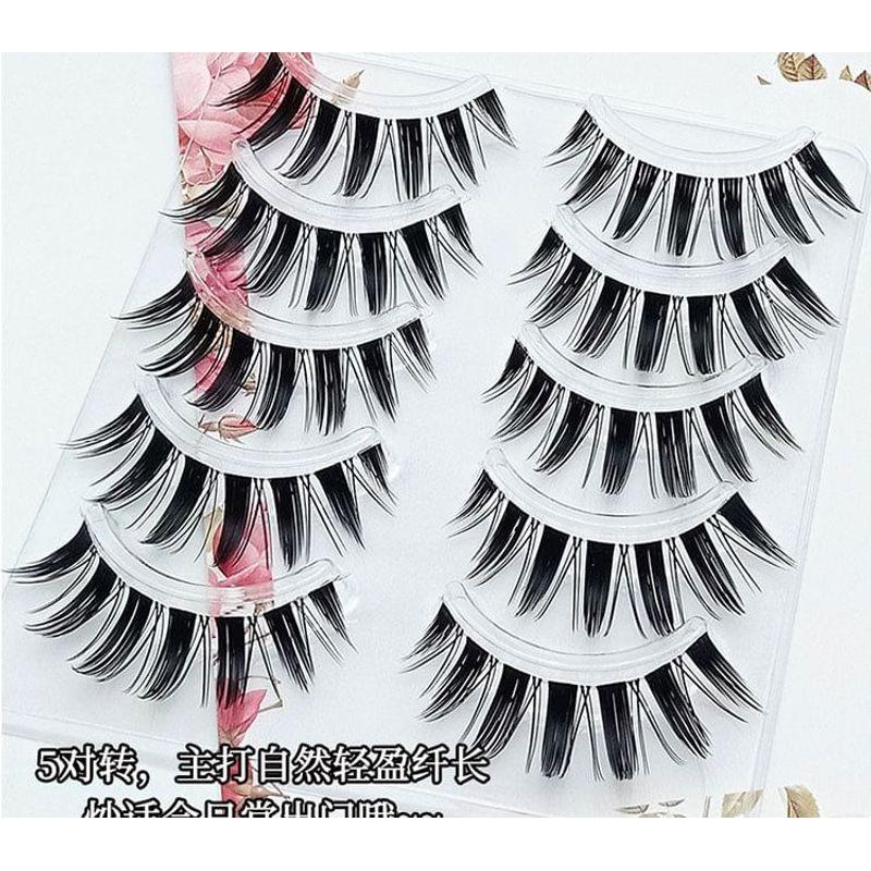 Lashie - Set of 5 Pairs: Spikey Clear Band False Eyelashes