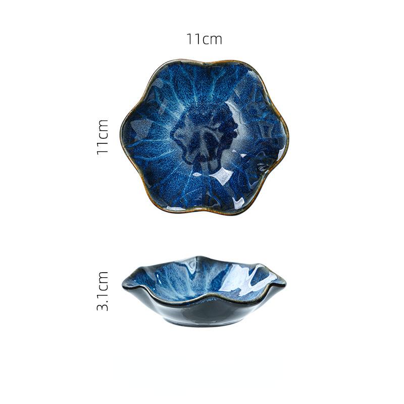 

Японский домашний креатив ретро блюдце для макания приправа керамическая печь для смены лотоса цветок лотоса лист лотоса красочный As shown