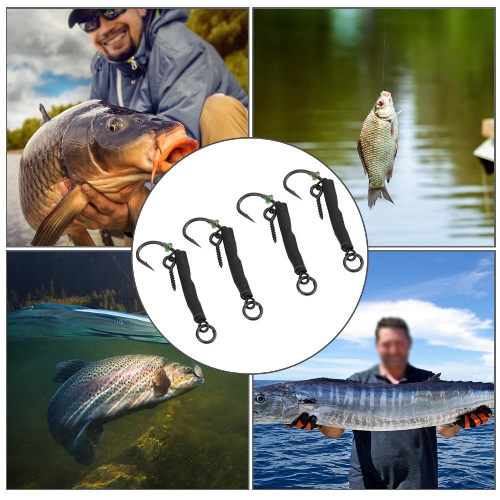 12PCS with Barbed Carp Fishing Hook with Swivels Fishing Hook Kit Ronnie Fishing Hook  Carp Fishing