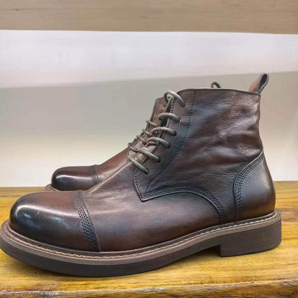 Fashion High Quality Cowhide Men's Boots All Genuine Leather Men's Shoes Ankle Motorcycle Desert Combat Boots Chelsea