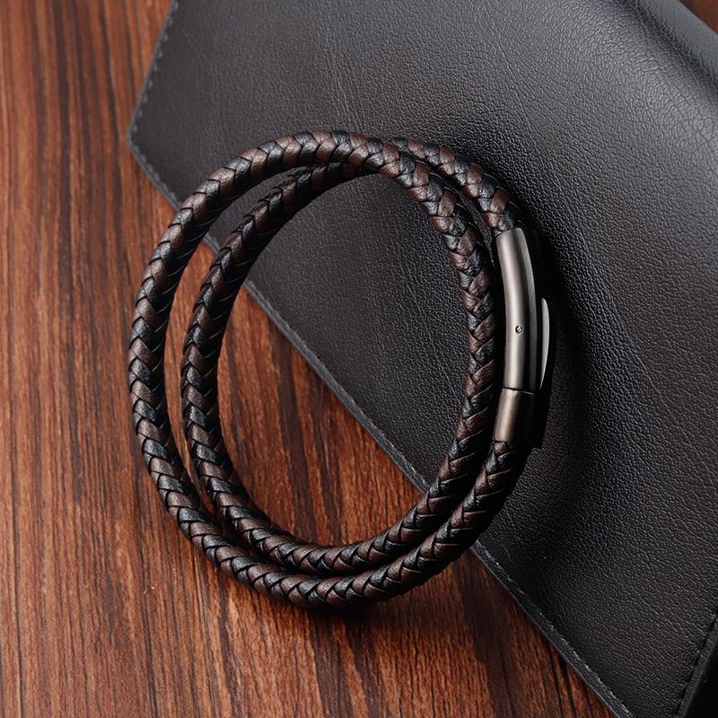 Various Styles Of Small Accessories Stainless Steel Men's Leather Bracelet Magnet Buckle Classic Boy's Valentine's Day Gift