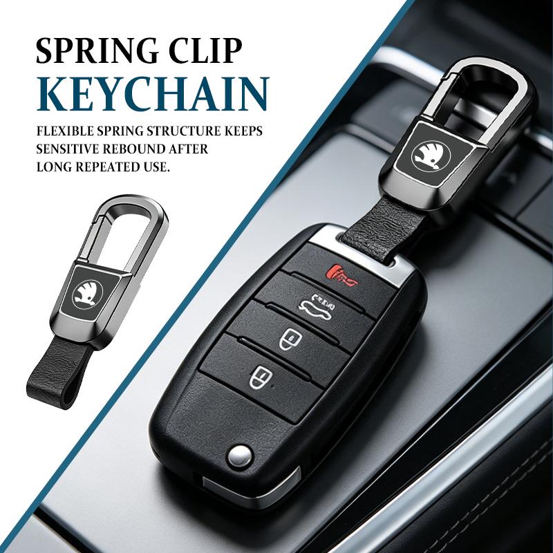 For Skoda Alloy Car Keychain Key Chain Leather Key Ring Fabia 1 2 Octavia a7 RS Superb Rapid Yeti Karoq Vision fsvr64