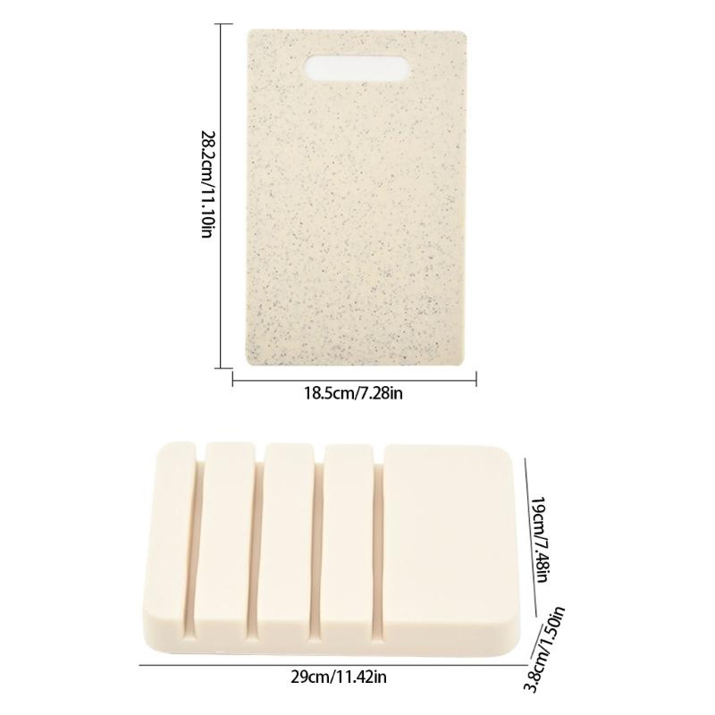 Juego de Tablas de Cortar de Plástico Accesorios de Cocina Pies Antideslizantes Estante de Almacenamiento Apto para Lavavajillas Tabla de Cortar