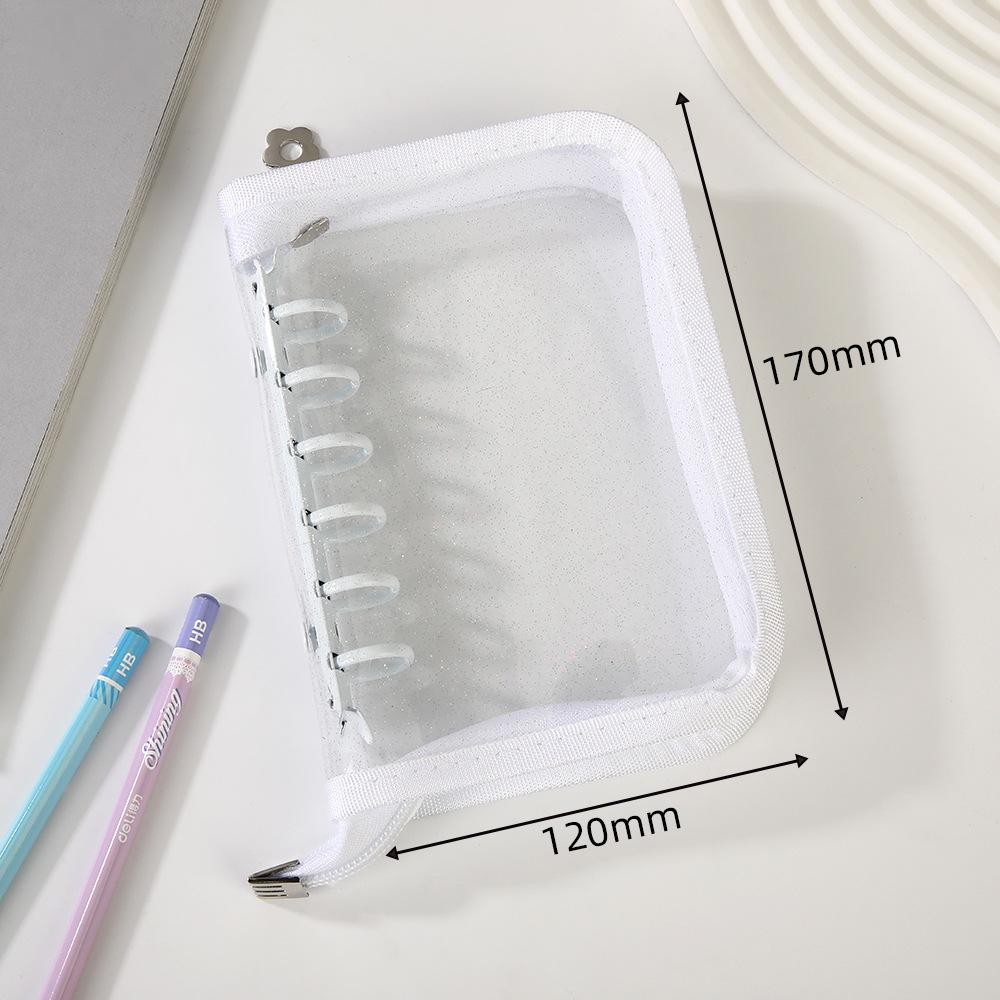 A7 Glitter Laser Star Zipper Binder Photo Card Collection Book Postcard Organizer Diary Notebook School Stationery