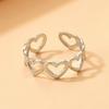 Adjustable Gold Plated Stainless Steel Heart Ring