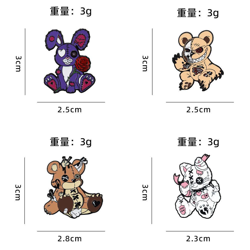 

2026 New Hot Dark Style Bear Brooch Damaged Rabbit Cat Design Halloween Costume Accessories Funny Badge on Backpack Clothing S