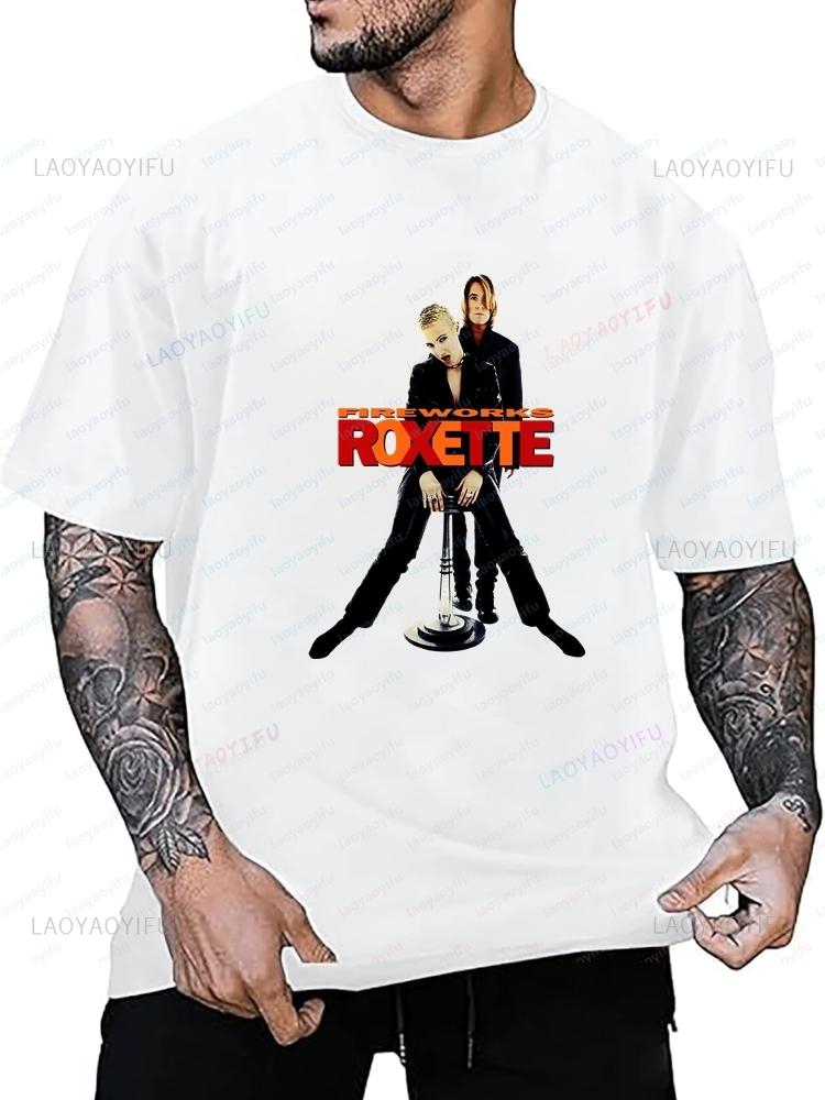 ROXETTE Schwedische Popmusikgruppe Trendiges Harajuku Kurzarm Unisex Shirt mit gemustertem T-Shi XL black