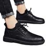 Casual Leather Shoes British Style Business Black Soft Sole Summer Breathable Shoes
