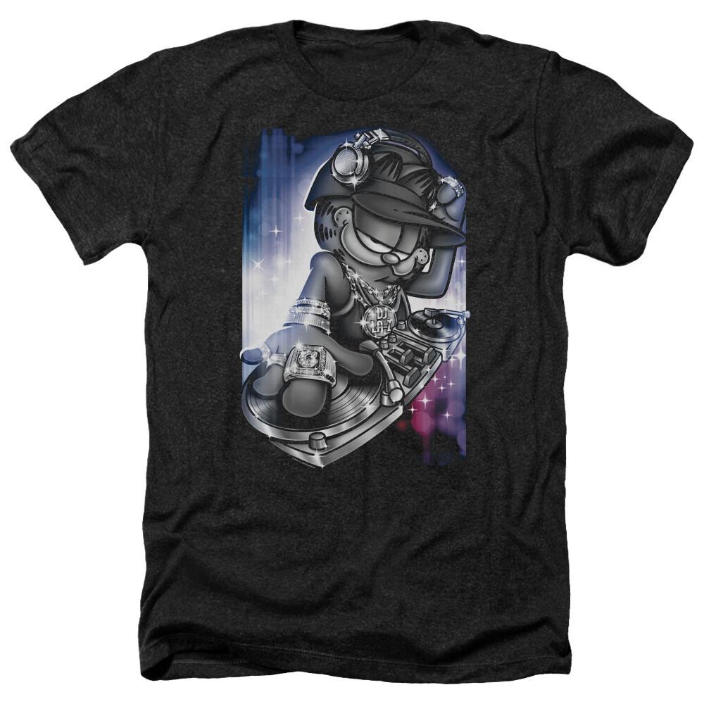 GARFIELD DJ LAZY Лицензионная мужская футболка с меланжевым эффектом S-3XL Унисекс футболка XXXL