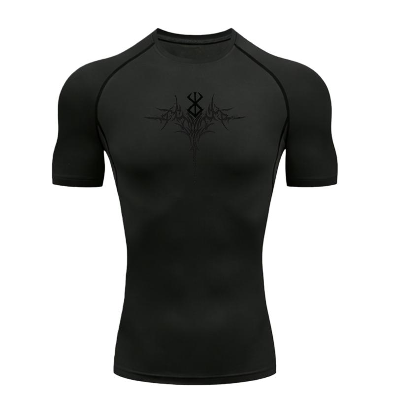 Exquisite Pattern Design Men's Sports T-shirt Training Fitness Compression Volleyball T-shirt Stretch T-shirt Clothing Fitness